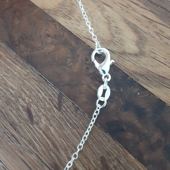 Natural blue sandstone Pendant in Silver Setting w 18" Silverplate Chain - Picture 5 of 8